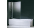 Vaňová zástena Novellini Aurora 3 s pevnou stenou - 98x150 cm, saténové profily, sklo číre 