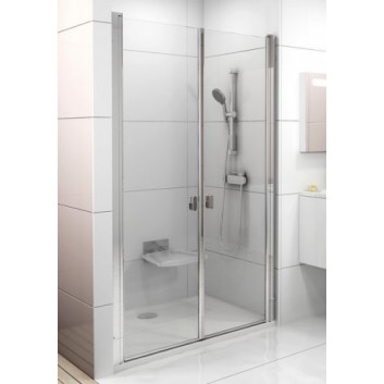 Drzwi prysznicowe dwuelementowe CSDL2 90 Ravak Chrome, satyna + transparent- sanitbuy.pl