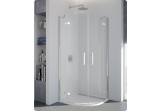 Štvrťkruhový sprchovací kút Sanswiss PUR pu4p s dverami z dvoch častí 80 cm, profil chróm, sklo číre (montáž z profilem)