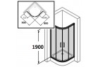 Štvrťkruhový sprchovací kút dverí posuvné Huppe Classics 90x80 cm, wys. 190 cm, leštené striebro, sklo číre 