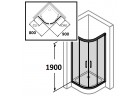 Štvrťkruhový sprchovací kút dverí posuvné Huppe Classics 80x90 cm, wys. 190 cm, leštené striebro, sklo číre 