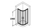 Štvrťkruhový sprchovací kút dverí posuvné Huppe Classics 90x90 cm, wys. 190 cm, leštené striebro, sklo číre 