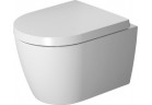 Misa WC Závěsná Compact Duravit Me by Starck Rimless bez splachovacieho kruhu+sedadlo s pozvoľným sklápaním široká, biela, 48 x 36 cm, biela