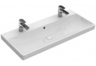 Umývadlo nábytkové, obdĺžniková Villeroy & Boch Avento biela Alpin, 100 x 47 x 16,5 cm, prepad, 2 otwory na baterię