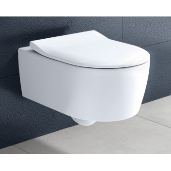 Závesné wc Villeroy&Boch Avento bez splachovacieho kruhu spolu s pozvoľným sklápaním sedadlo cienką, biela- sanitbuy.pl