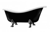 Vaňa voľne stojaca Galassia Ethos 170 x 80 cm, włókno szklane, čierna/biela, Súprava odtokový, nohy chróm, bez prepadu